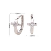1 Pair Simple Style Cross Sterling Silver Inlay Zircon White Gold Plated Gold Plated Earrings sku image 1