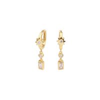 1 Pair Elegant Simple Style Square Flower Sterling Silver Plating Inlay Zircon White Gold Plated Gold Plated Drop Earrings main image 2