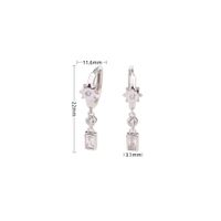 1 Pair Elegant Simple Style Square Flower Sterling Silver Plating Inlay Zircon White Gold Plated Gold Plated Drop Earrings sku image 1