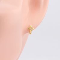 1 Pair Simple Style Cross Sterling Silver Inlay Zircon White Gold Plated Gold Plated Earrings main image 3