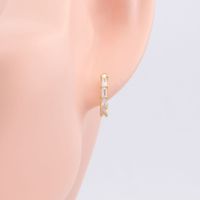 1 Pair Classic Style Streetwear Geometric Sterling Silver Inlay Zircon Hoop Earrings main image 3