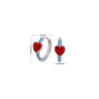1 Pair Elegant Streetwear Heart Shape Sterling Silver Enamel Earrings sku image 1