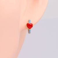 1 Pair Elegant Streetwear Heart Shape Sterling Silver Enamel Earrings main image 2