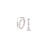 1 Pair Elegant Simple Style Geometric Sterling Silver Inlay Zircon Hoop Earrings sku image 1