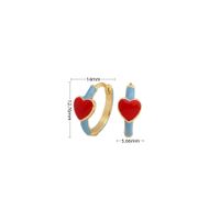 1 Pair Elegant Streetwear Heart Shape Sterling Silver Enamel Earrings sku image 2