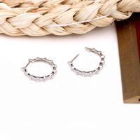 1 Pair Basic Korean Style Geometric Sterling Silver Plating Inlay Zircon Earrings main image 5