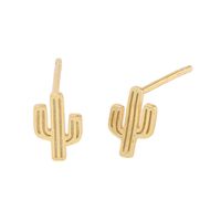 1 Pair Simple Style Cactus Sterling Silver Plating White Gold Plated Gold Plated Ear Studs main image 5