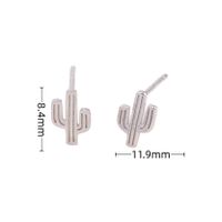 1 Pair Simple Style Cactus Sterling Silver Plating White Gold Plated Gold Plated Ear Studs sku image 1