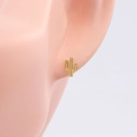 1 Pair Simple Style Cactus Sterling Silver Plating White Gold Plated Gold Plated Ear Studs main image 3