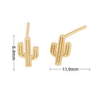 1 Pair Simple Style Cactus Sterling Silver Plating White Gold Plated Gold Plated Ear Studs sku image 2