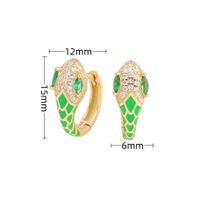 1 Pair Retro Classic Style Snake Sterling Silver Enamel Plating Inlay Zircon White Gold Plated Gold Plated Hoop Earrings sku image 4