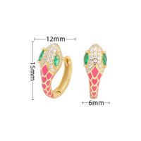 1 Pair Retro Classic Style Snake Sterling Silver Enamel Plating Inlay Zircon White Gold Plated Gold Plated Hoop Earrings sku image 8