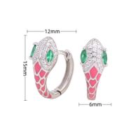 1 Pair Retro Classic Style Snake Sterling Silver Enamel Plating Inlay Zircon White Gold Plated Gold Plated Hoop Earrings sku image 7