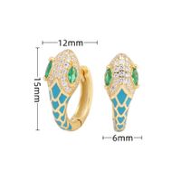 1 Pair Retro Classic Style Snake Sterling Silver Enamel Plating Inlay Zircon White Gold Plated Gold Plated Hoop Earrings sku image 6