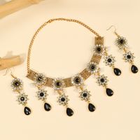 Elegant Vintage Style Luxurious Geometric Flower Gem Turquoise Alloy Wholesale Earrings Necklace main image 9