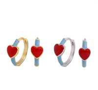 1 Pair Elegant Streetwear Heart Shape Sterling Silver Enamel Earrings main image 6