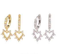 1 Pair Ins Style Modern Style Korean Style Heart Shape Sterling Silver Plating Inlay Zircon White Gold Plated Gold Plated Drop Earrings main image 1