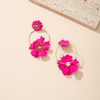 Vacation Sweet Flower Alloy Stoving Varnish Inlay Artificial Diamond Women's Drop Earrings main image 3