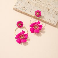 Vacation Sweet Flower Alloy Stoving Varnish Inlay Artificial Diamond Women's Drop Earrings main image 5
