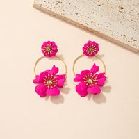 Vacation Sweet Flower Alloy Stoving Varnish Inlay Artificial Diamond Women's Drop Earrings main image 4