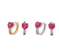 1 Pair Sweet Heart Shape Sterling Silver Plating Inlay Zircon White Gold Plated Gold Plated Hoop Earrings main image 1