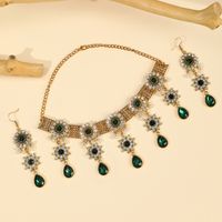 Elegant Vintage Style Luxurious Geometric Flower Gem Turquoise Alloy Wholesale Earrings Necklace main image 10