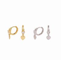 1 Pair Basic Sweet Heart Shape Sterling Silver Plating Inlay Zircon Drop Earrings main image 6