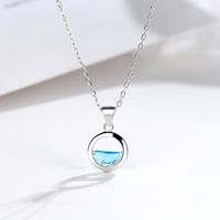 Wholesale Ins Style Artistic Round Sterling Silver Gem Pendant Necklace sku image 1