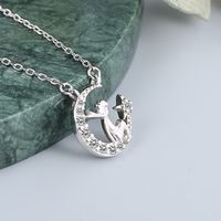Wholesale Simple Style Cartoon Character Star Moon Sterling Silver Zircon Pendant Necklace main image 2