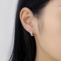 1 Pair Elegant Basic Lady Geometric Sterling Silver Plating Inlay Shell Earrings main image 3