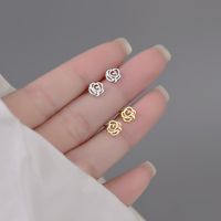 1 Pair Simple Style Rose Sterling Silver Plating Ear Studs main image 4