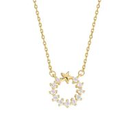 Wholesale Simple Style Circle Star Sterling Silver 14k Gold Plated Zircon Necklace sku image 1