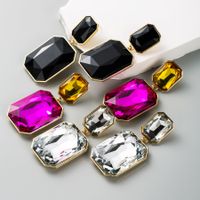 Elegant Glam Luxurious Rectangle Alloy Plating Inlay Rhinestones Gold Plated Women's Drop Earrings main image 1
