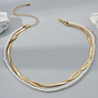Wholesale Jewelry Casual Cute Sweet Solid Color Alloy Plastic Beaded Layered Layered Necklaces main image 3