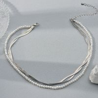 Wholesale Jewelry Casual Cute Sweet Solid Color Alloy Plastic Beaded Layered Layered Necklaces main image 2