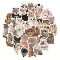 60 Pieces Of Realistic Kitten Stickers Cute Cat Cute Expression Creative Decorative Water Cup Notebook Journal Small Stickers main image 2