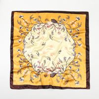 Women's Basic Lady Simple Style Flower Satin Printing Silk Scarf sku image 4