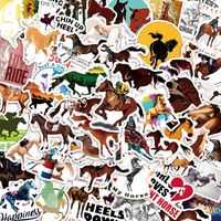 50 Pieces Creative Horse Galloping Graffiti Stickers Horse Racing Journal Stickers Computer Phone Case Pvc Waterproof Small Stickers main image 1