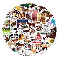 50 Pieces Creative Horse Galloping Graffiti Stickers Horse Racing Journal Stickers Computer Phone Case Pvc Waterproof Small Stickers main image 4