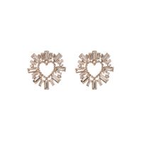 1 Pair Elegant Heart Shape Plating Inlay Alloy Rhinestones Gold Plated Ear Studs main image 2