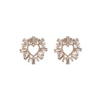 1 Pair Elegant Heart Shape Plating Inlay Alloy Rhinestones Gold Plated Ear Studs sku image 1