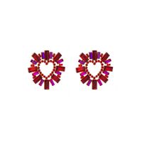 1 Pair Elegant Heart Shape Plating Inlay Alloy Rhinestones Gold Plated Ear Studs main image 3