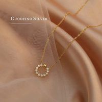 Wholesale Simple Style Circle Star Sterling Silver 14k Gold Plated Zircon Necklace main image 2