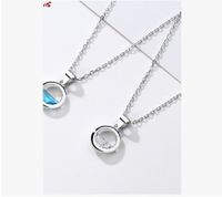 Wholesale Ins Style Artistic Round Sterling Silver Gem Pendant Necklace main image 1