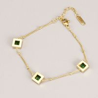 Casual Square Titanium Steel Inlay Zircon Gold Plated Bracelets main image 3
