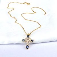 Hip-hop Retro Cross Copper Plating Inlay Zircon Gold Plated Pendant Necklace main image 6