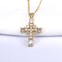 Hip-hop Retro Cross Copper Plating Inlay Zircon Gold Plated Pendant Necklace sku image 2