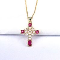 Hip-hop Retro Cross Copper Plating Inlay Zircon Gold Plated Pendant Necklace main image 5