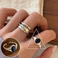 Simple Style Oval Copper Plating Inlay Artificial Gemstones Open Ring sku image 8