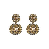 Elegant Glam Luxurious Round Alloy Rhinestone Rhinestones Gold Plated Women's Drop Earrings sku image 2